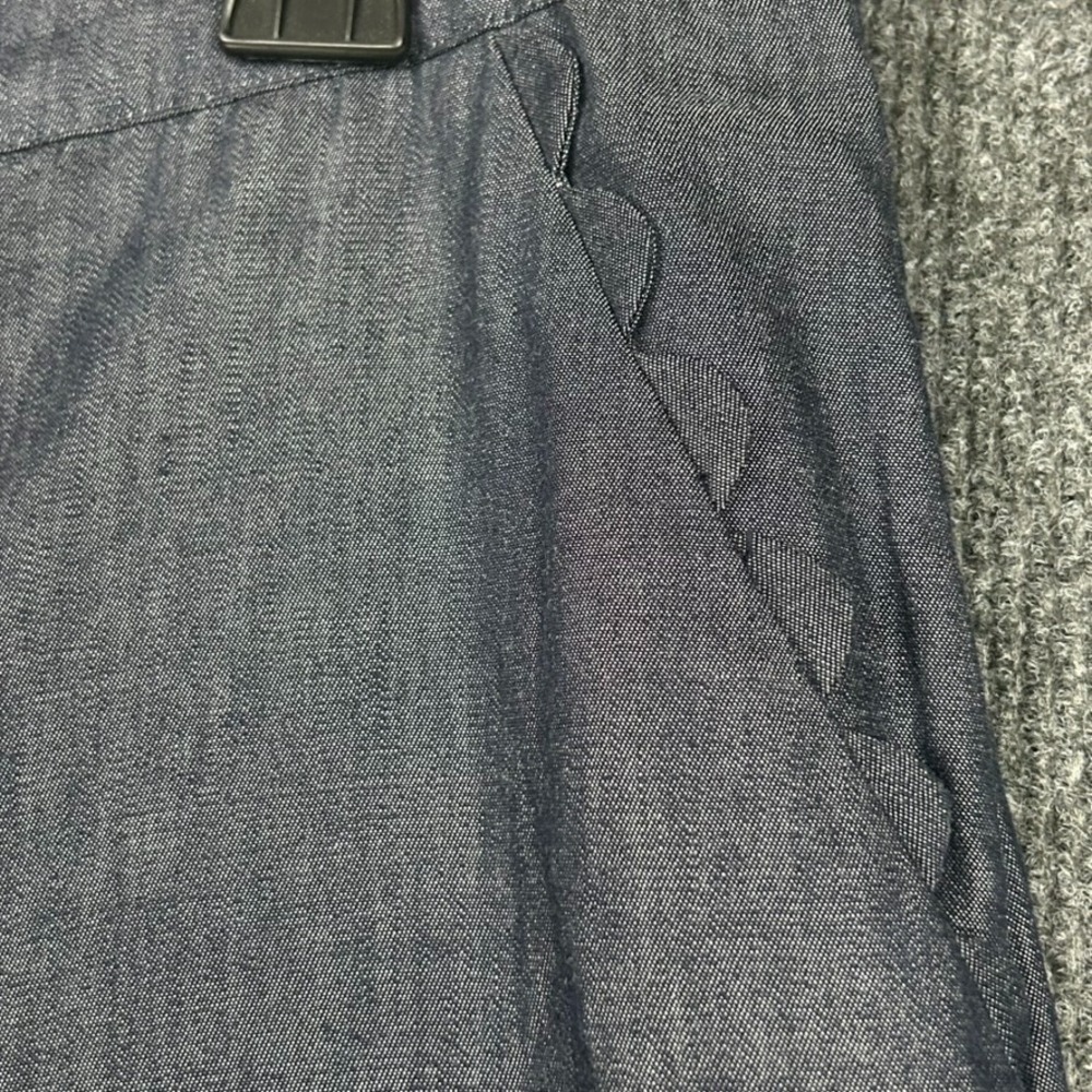 Kika Vargas Women's Crop Dress Pants Wide Leg Dark Blue Chambray Size 12 - Picture 4 of 14